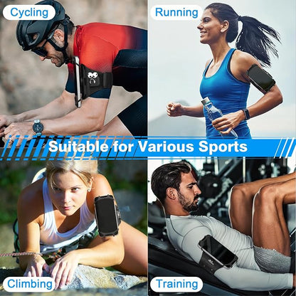 MoKo Running Armband 360°Rotatable for iPhone 16 15 14 13 Pro Max Plus Samsung Galaxy Note S24 S23 Fits Smartphones Over 5.8'', Detachable Armband Phone Holder for Running Biking with Key Holder