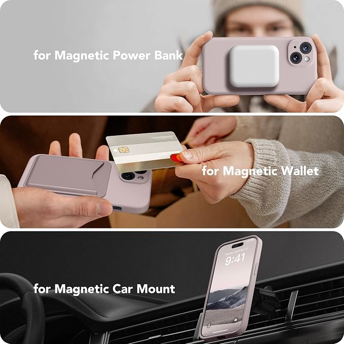 Magnetic for iPhone 14 Case, Compatible with MagSafe, [Full Camera Protection][Screen Protector] Silicone Shockproof Protective Phone Case for iPhone 14 6.1 inch, Hazel