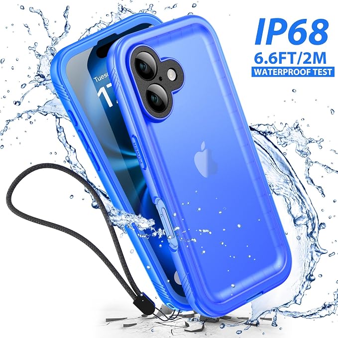 SPORTLINK for iPhone 16 Plus Case - IP68 Waterproof Military Protective Full Body Heavy Duty Shockproof 360 Sealed Dustproof with Camera Screen Protector Cover for i Phone 16 Plus 6.7" Blue