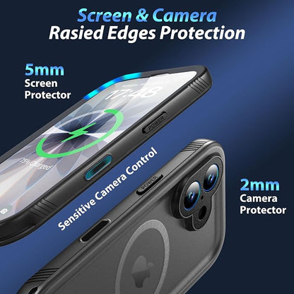 SPORTLINK for iPhone 17 Case - IP68 Waterproof Military Protective Full Body Heavy Duty Shockproof 360 Sealed Dustproof with Camera Screen Protector Phone Cover for iPhone 17 6.3" Mag/Black