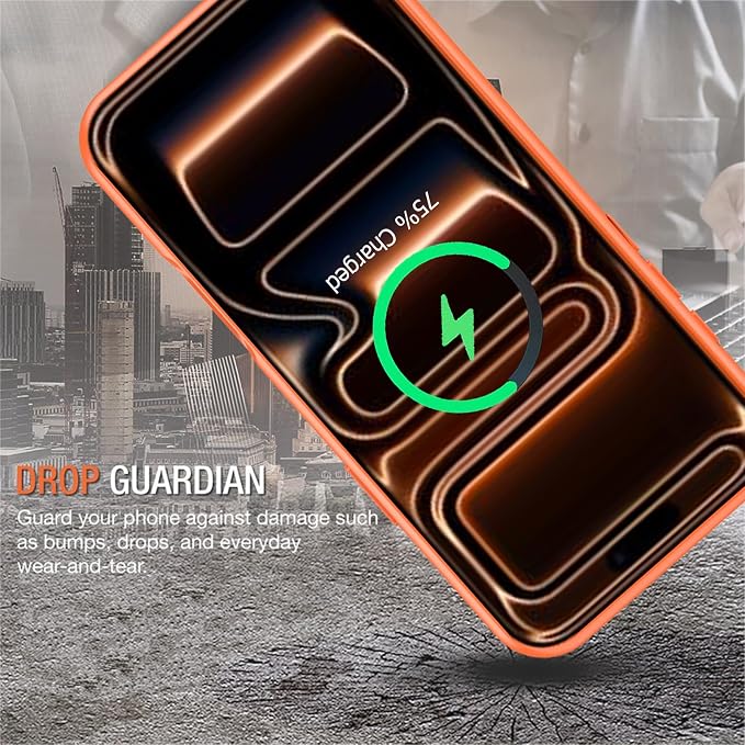 Battery Case for iPhone 17 Pro Max, Enhanced 12000mAh Portable Protective Wireless Charging Case Support Carplay Compatible with iPhone 17 Pro Max (6.9 inch) Rechargeable Battery Charger Cover(Orange)