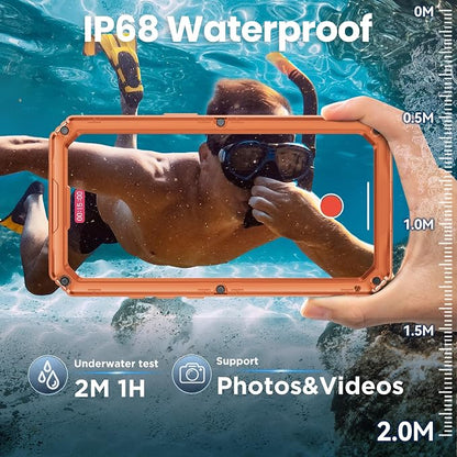 Mitywah Waterproof Case for iPhone 17 Pro Max, Rugged Metal Case with Built-in Screen Protector, Heavy Duty Full Body Shockproof Protective Cover 6.9 inch, Orange
