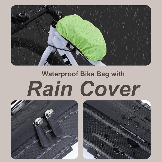 MOSISO Bike Bag Waterproof EVA Bicycle Frame Bag, Bicycle Phone Holder Top Tube Pouch for Phones Under 6.8 inch, Quick Release Cycling Pouch Bike Accessories for Riders Road Mountain Cycling, Black