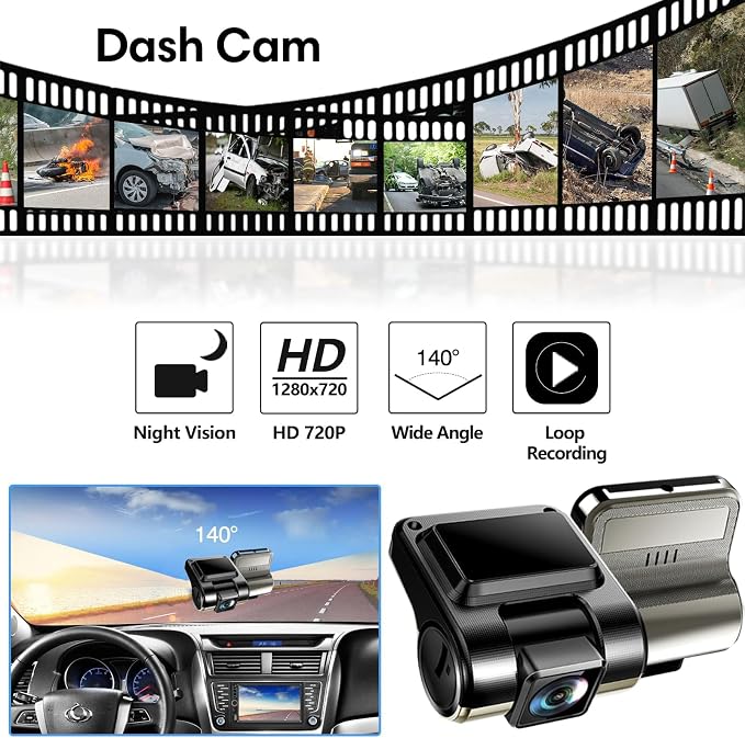 Double Din Car Stereo with Dash Cam,Compatible with Apple Carplay,Android Auto,7 inch Touch Screen Car Radio Receiver with Bluetooth, Mirror Link, Backup Camera, Navigation, FM, USB/TF/AUX