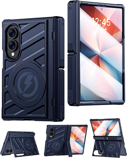 Protective Case for Samsung Galaxy Z Fold 8 5G 2026, Magnetic MagSafe Compatible, Full Hinge Protection, Dual Angle Kickstand, Shockproof Anti-Scratch TPU+PC Phone Cover Blue