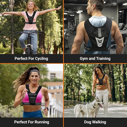 Running Vest Phone Holder - Reflective Running Vest for Men & Women - Adjustable & Breathable Design - Best Chest Pack Gear with Multiple Pockets for Phone, Water Bottle & Other Accessories