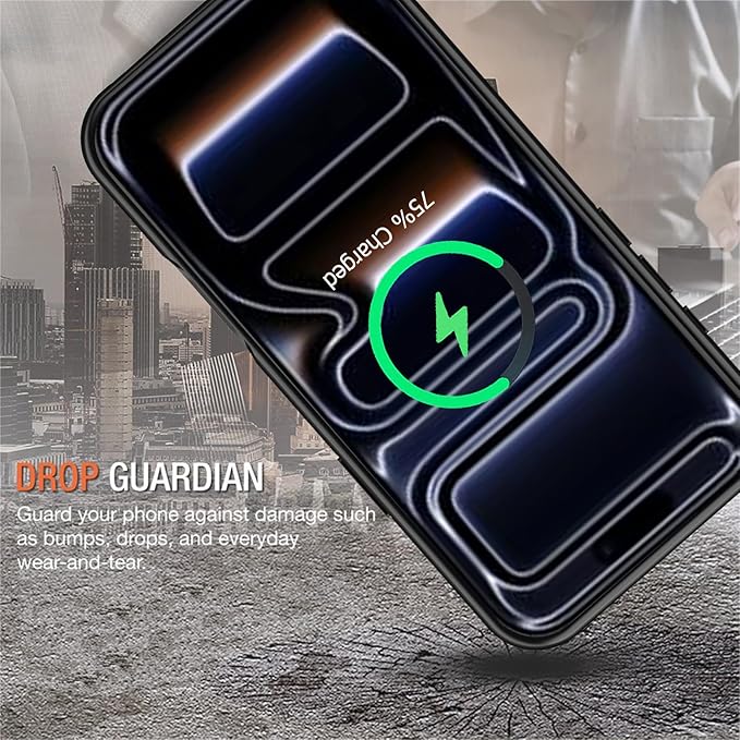 Battery Case for iPhone 17 Pro, Enhanced 10000mAh Portable Protective Wireless Charging Case Support Carplay Compatible with iPhone 17 Pro (6.3 inch) Rechargeable Extended Battery Charger Clip(Black)