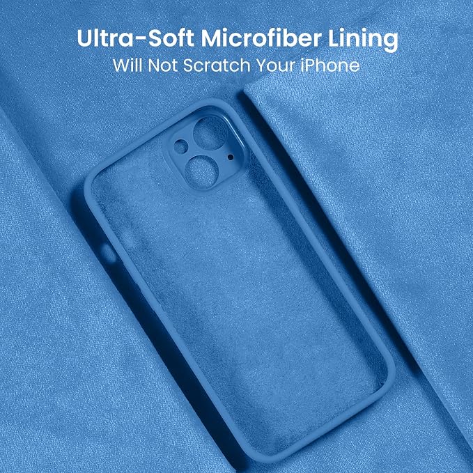 FireNova Designed for iPhone 14 Case, Silicone Upgraded [Camera Protection] Phone Case with [2 Screen Protectors], Soft Anti-Scratch Microfiber Lining Inside, 6.1 inch, Blue