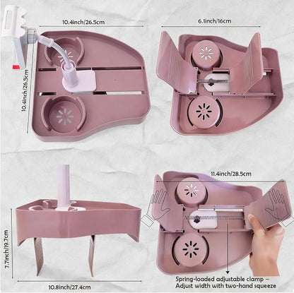 Hot Tub Tray with Adjustable Phone Holder, Hot Tub Accessories with 2 Cup Holder, A Nonslip Hot Tub Accessories Shelf Drinks Snacks Phone Holder for Spa Bathtub(Taro Gray)