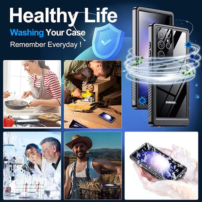 MOZOTER for Samsung Galaxy S23 Ultra Case Waterproof,[IPX8 Underwater Case][Full Body Shockproof & Military Dropproof]Clear Sound Quality Built-in Screen Protector for Samsung S23 Ultra 6.8 inch-Black