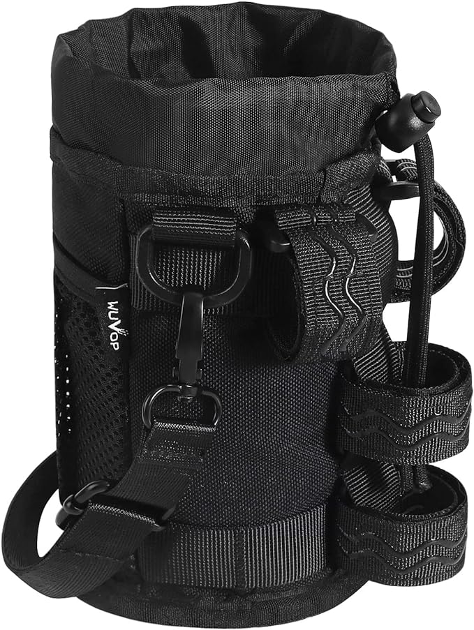 WUVOP Bike Cup Holder, Water Bottle Holder Handlebar for Bikes with Mesh Pockets, Universal Cycling Bicycle Water Bottle Drink Cup Cage for Cruiser, Scooter, Mountain Bike, Road Bikes, Wheelchair
