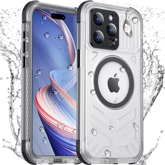 Temdan Magnetic for iPhone 15 Pro Case Waterproof,[Built-in Screen & Camera Protector][Full Body Shockproof][IP68 Underwater][Dustproof] Shockproof Phone Case for iPhone 15 Pro 6.1"-Black