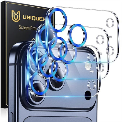 UniqueMe 3 Pack Compatible for iPhone 17 Pro Max Camera Lens Protector - [Drop Protection] [Case Friendly] 9H Tempered Glass Camera Cover Screen [Update New Version] - Dark Blue