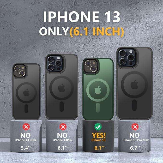 MOCCA Strong Magnetic for iPhone 13 Case, [Compatible with Magsafe][Screen Protector+Camera Lens Protector] Translucent Matte Back Slim Shockproof Case for iPhone 13 Phone Case 6.1", Midnight Green