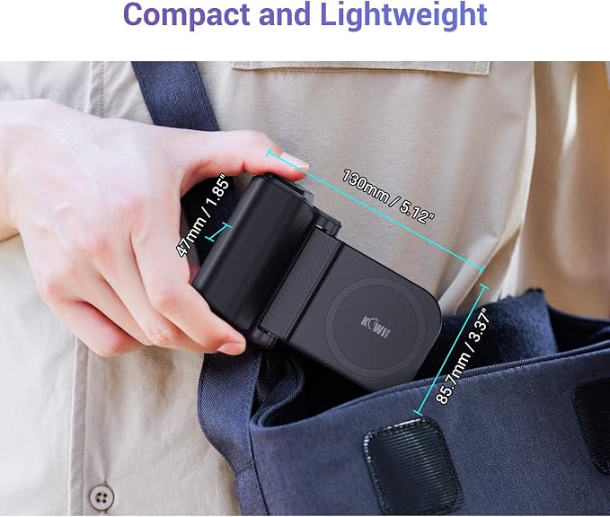 KIWIFOTOS Magnetic Phone Camera Grip for iPhone 17 Magsafe Handle with Bluetooth Remote & Tripod Mount Adapter for iPhone 16 15 Pro Max Samsung Smartphone Vlog Video Shooting