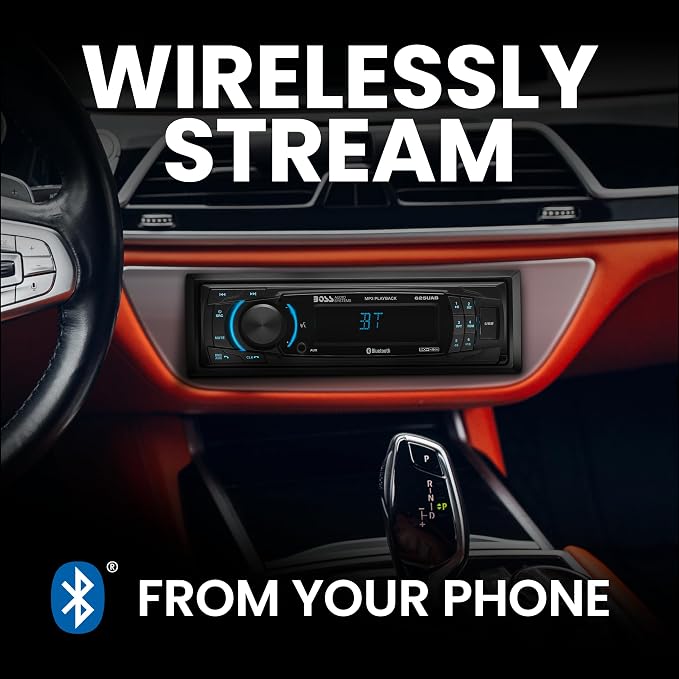 BOSS Audio Systems 625UAB Single DIN Car Stereo with Bluetooth - No CD DVD Player, AM/FM Radio Receiver, Aux Input, USB