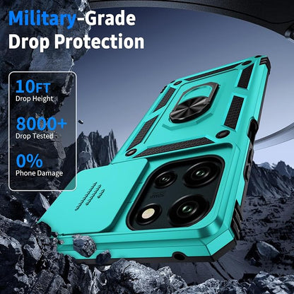 Weycolor for Moto G Stylus 2025 Case with Camera Lens Cover, HD Screen Protector, 10 FT Military Grade Drop Protection, Magnetic Ring Holder Kickstand Protective Phone Case, Ice Green