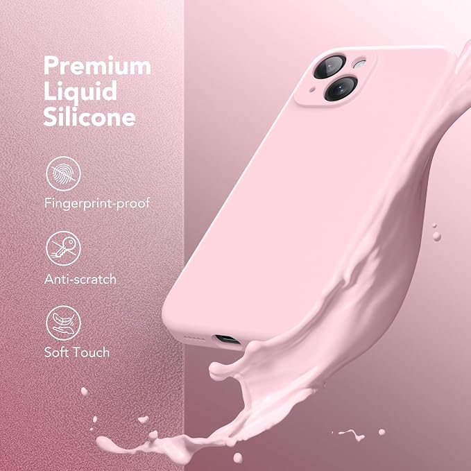 Magnetic for iPhone 14 Case, Compatible with MagSafe, [Full Camera Protection][Screen Protector] Silicone Shockproof Protective Phone Case for iPhone 14 6.1 inch, Chalk Pink