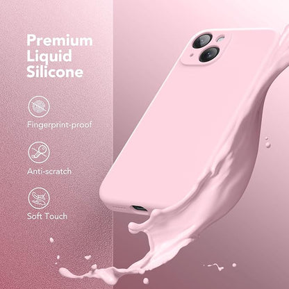 Magnetic for iPhone 14 Case, Compatible with MagSafe, [Full Camera Protection][Screen Protector] Silicone Shockproof Protective Phone Case for iPhone 14 6.1 inch, Chalk Pink