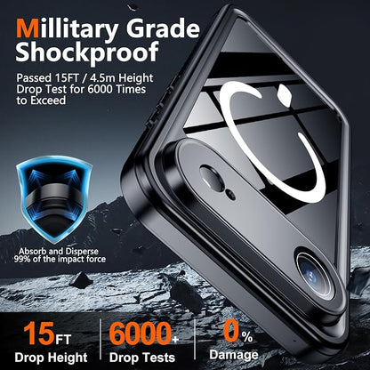 SPIDERCASE Magnetic for iPhone Air Case Waterproof, Built-in Lens & Screen Protector,[IP68 Underwater][15FT Military Shockproof] [Dustproof] Full Body Protection Cover for iPhone 17 Air 6.5’’,Blue