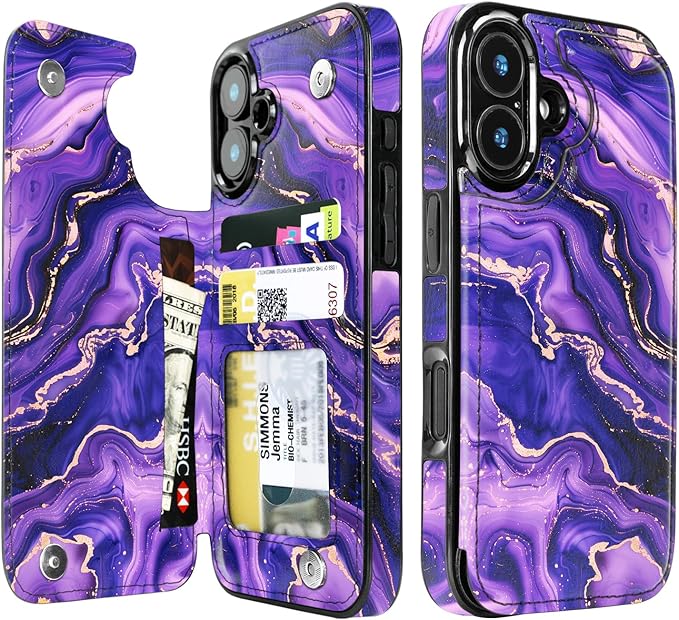 uCOLOR for iPhone 17 Wallet Case with Card Holder PU Leather RFID Blocking Design iPhone 17 flip case for Women Men Magnetic Clasp Kickstand Design 6.3 inch (Amethyst Dreams)