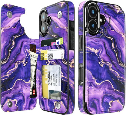 uCOLOR for iPhone 17 Wallet Case with Card Holder PU Leather RFID Blocking Design iPhone 17 flip case for Women Men Magnetic Clasp Kickstand Design 6.3 inch (Amethyst Dreams)