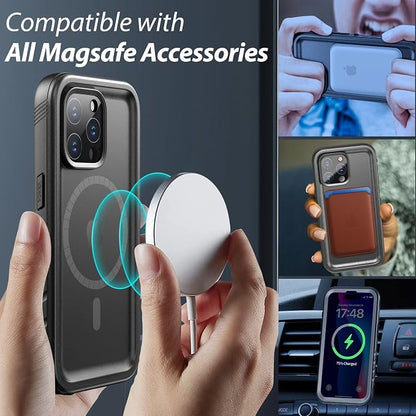 SPORTLINK for iPhone 15 Pro Case - IP68 Waterproof Military Protective Full Body Heavy Duty Shockproof 360 Sealed Dustproof with Camera Screen Protector Phone Cover for i Phone 15 Pro 6.1" Mag/Black