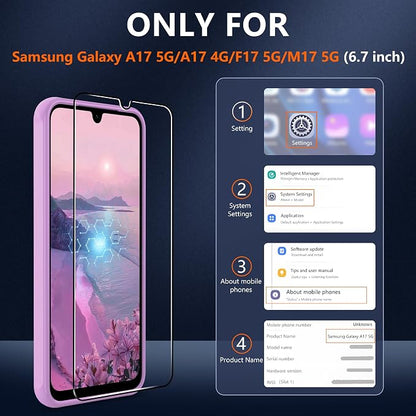 Compatible for Samsung Galaxy A17 5G Phone Case: A17 Case [Mag-Safe Fit] with 2PC Tempered Glass Screen Protector,Matte Translucent Soft-Touch Skin/Full Body Protection for Cell Phone A 17 Cover,Pink