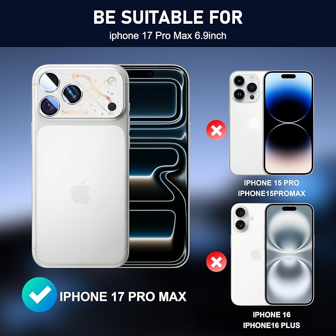 Compatible for iPhone 17 Pro Max Camera Lens Protector, Cancer Pattern, Drop Protection, Anti Scratch Full-Coverage, AR 360-Degree Protection, Camera Transmfttance HD, Easy Installation, Silver