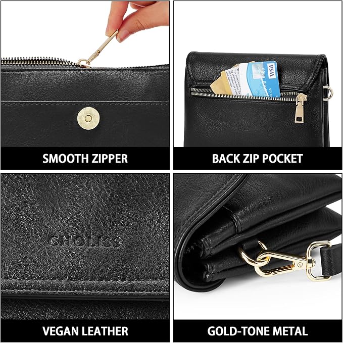 CHOLISS Small Crossbody Bags for Women, Vegan Leather Cell Phone Purse, Mini Travel Purse with Adjustable Strap Womens Gifts
