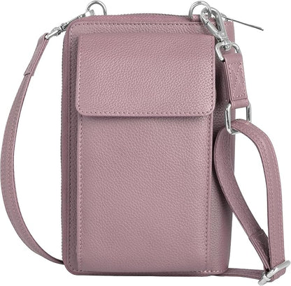 BULL GUARD Crossbody Leather Wallet Phone Purse, Anti Theft and RFID Blocking, Elegant Design for Travel