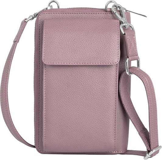 BULL GUARD Crossbody Leather Wallet Phone Purse, Anti Theft and RFID Blocking, Elegant Design for Travel