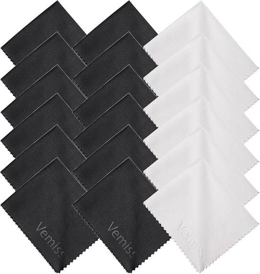 Vemiss 6 Pack Microfiber Glasses Cleaning Cloth, Wipes Lens Eyeglasses & Screens - Reusable, Portable with Keychain & Pouch - Sunglasses, Jewelry, Phone Cleaner Cloth (Color 2)