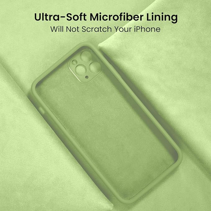 FireNova Designed for iPhone 13 Pro Max Case, Silicone [Camera Protection] Phone Case, Soft Anti-Scratch Microfiber Lining Inside, 6.7 inch, Tea Green