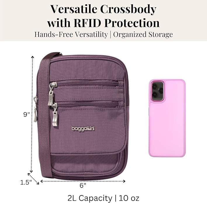 Baggallini Journey Crossbody Bags for Women 9x6 Small Lightweight Travel Handbag W/RFID