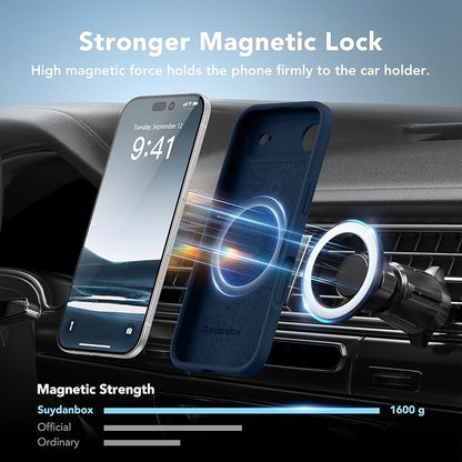 Magnetic for iPhone Air Case, Compatible with MagSafe, [Full Camera Protection][Screen Protector] Silicone Shockproof Protective Phone Case for iPhone 17 Air 6.5", Cobalt Blue