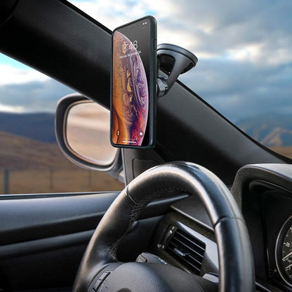 Scosche MPWD2-XTPR MagicMount Pro Universal Magnetic Phone Holder, Suction Cup Phone Mount for Car or Desk, Black/Silver