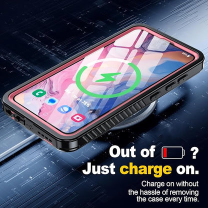 for Samsung Galaxy S24 Case, IP68 Waterproof with [Built-in Screen/Camera Protector] [14FT Military Shockproof] Full Body Heavy Duty Protective Sealed Case for Galaxy S24 5G, Pink