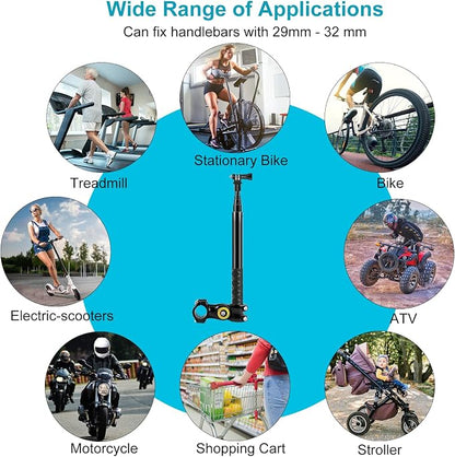 PULUZ Motorcycle Bike Handlebar Mount Motorcycle Accessories for Gopro, Insta360 One×2/×3 and Other Action Cameras Selfie Stick Fits 29mm-32mm Handlebars with Monopod Stand Shock-Proof Panoramic