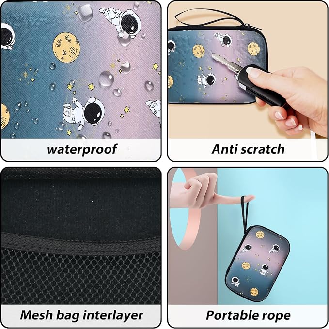 Cute DIY Phone Charger Case Storage Set with Cartoon Cable Protector with Carrying Cable Case Bag, Cord Organizer, USB Earphone Wire Saver Organizer Charger Protector for iPhone (Astronaut)