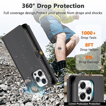Wallet Case for iPhone 15 Pro with Card Holder/Crossbody Wallet/Strap| RFID Blocking | Magnetic | Kickstand | Detachable | PU Leather Phone Case for iPhone 15 Pro,6.1 in,Black