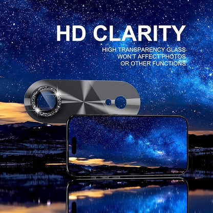 Choiche Compatible for iPhone 17 Air Camera Lens Protector, Bling Camera Cover with 9H Tempered Glass Lens Screen Protector Metal Ring Decoration Accessories 6.5-inch (Light-Black)