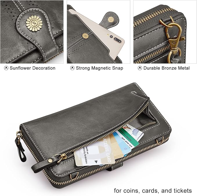 S-ZONE Vegan Leather Crossbody Bags for Women Small Cell Phone Purse RFID Blocking Clutch Purses with 2 Straps