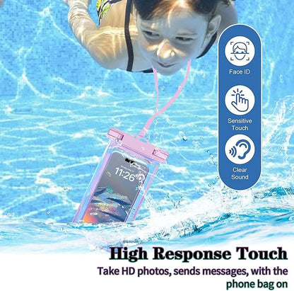 Up to 8.3" 2 Pack Iridescence Universal Waterproof Phone Pouch, Large Phone Waterproof Case Dry Bag, Protection Level: IP68, Outdoor Sports for Apple iPhone,Samsung,and More, Iridescence 2 Pack