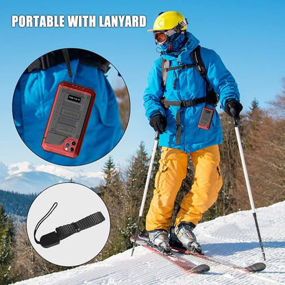 Mitywah Waterproof Case for iPhone 11 Pro Max, Heavy Duty Military Grade Shockproof Cover Built-in Screen Protection, Rugged Thick Full Body Protect Metal Case for iPhone 11 Pro Max, Red