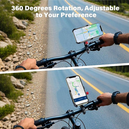 Ralos Bike Phone Mount, Aluminum Motorcycle Cellphone Holder, Mountain Bicycle Handlebar Cell Phone Clamp, Scooter Phone Clip for iPhone 16 Pro Max, 15 14 13 12 Mini, Samsung