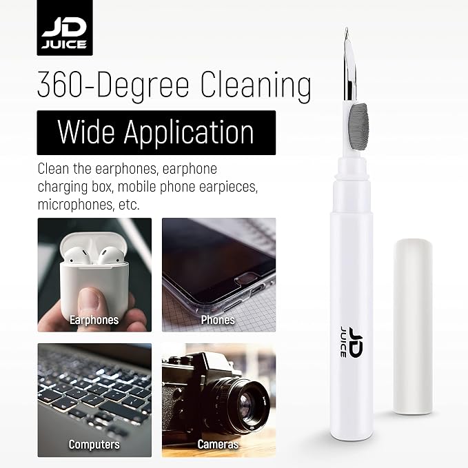 2 Pack - Airpod Cleaning Kit Earbud Cleaning Kit - Phone Cleaning Kit in-Ear Headphones Cleaning Pen Tool, Portable 3-in-1 Laptop Cleaning Kit Electronic Cleaner with a Sponge, Metal Pen Tip