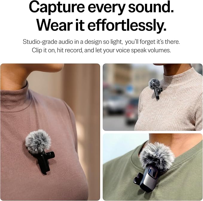 Mini Mic Pro - Professional Wireless Microphone for iPhone, iPad, Lavalier Microphone for Video Recording - iPhone Mic Crystal Clear Recording for Content Creators (iPhone 14 & Below)