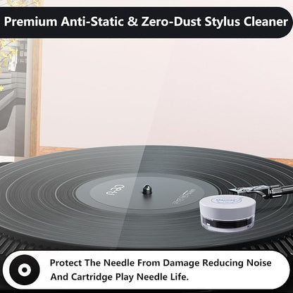 Turntable Stylus Clean Gel - Premium Anti-Static & Zero-Dust Stylus Cleaner, Dirt and Debris Dry Cleaning Mixture for Vinyl Record Player Needle (Black)