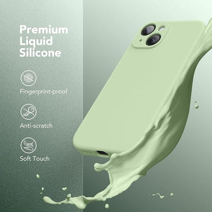 Magnetic for iPhone 14 Case, Compatible with MagSafe, [Full Camera Protection][Screen Protector] Silicone Shockproof Protective Phone Case for iPhone 14 6.1 inch, Matcha